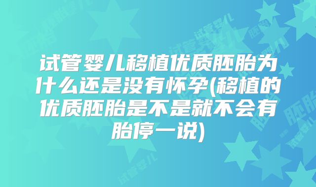 试管婴儿移植优质胚胎为什么还是没有怀孕(移植的优质胚胎是不是就不会有胎停一说)