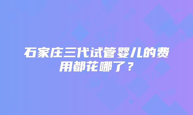 石家庄三代试管婴儿的费用都花哪了？
