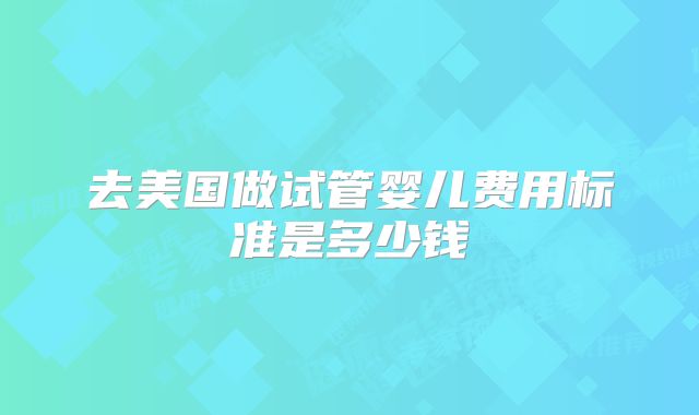 去美国做试管婴儿费用标准是多少钱