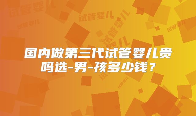 国内做第三代试管婴儿贵吗选-男-孩多少钱？
