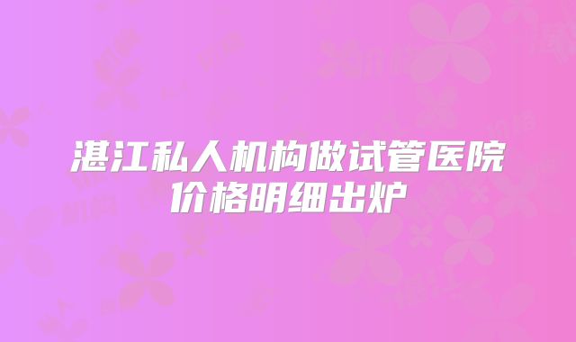 湛江私人机构做试管医院价格明细出炉