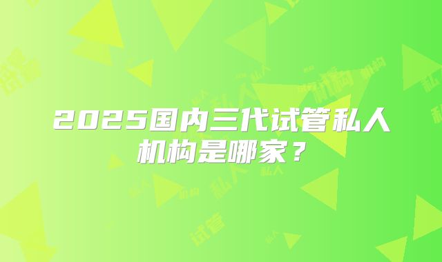 2025国内三代试管私人机构是哪家？