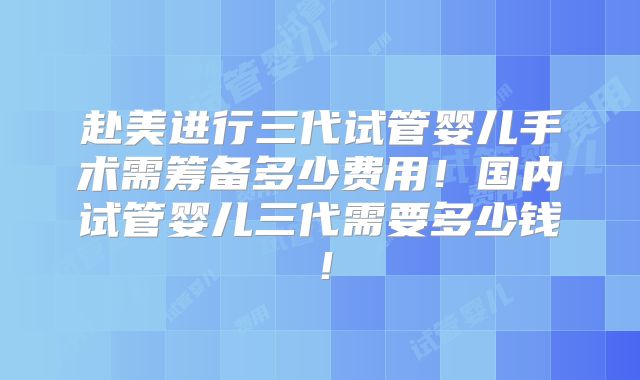 赴美进行三代试管婴儿手术需筹备多少费用！国内试管婴儿三代需要多少钱！