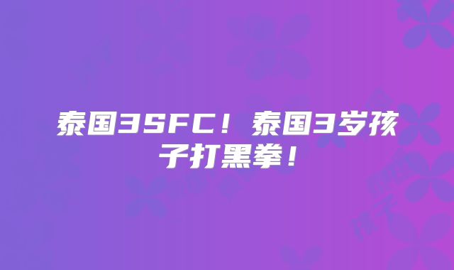 泰国3SFC!泰国3岁孩子打黑拳!