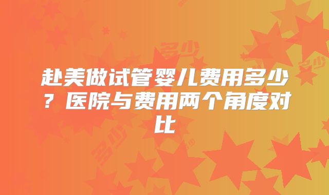 赴美做试管婴儿费用多少？医院与费用两个角度对比