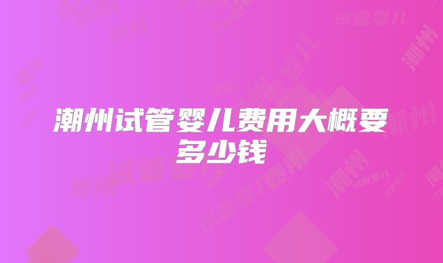 潮州试管婴儿费用大概要多少钱