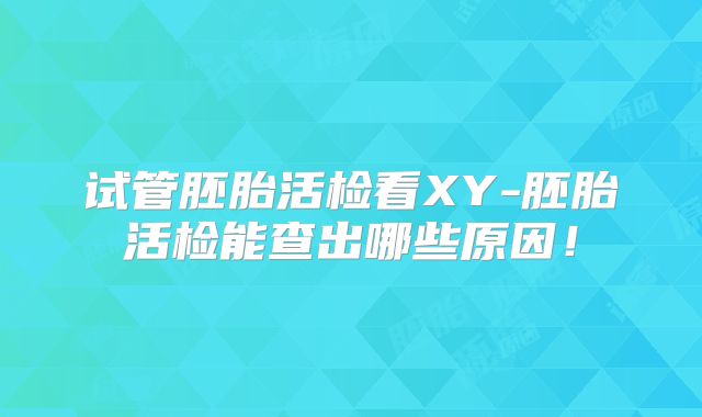 试管胚胎活检看XY-胚胎活检能查出哪些原因!