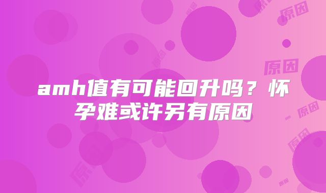 amh值有可能回升吗?怀孕难或许另有原因