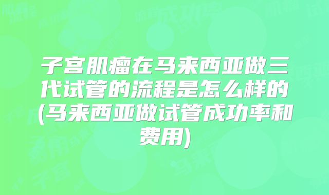 子宫肌瘤在马来西亚做三代试管的流程是怎么样的(马来西亚做试管成功率和费用)
