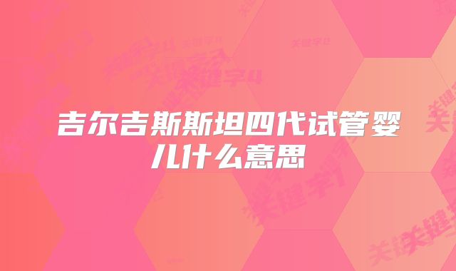 吉尔吉斯斯坦四代试管婴儿什么意思