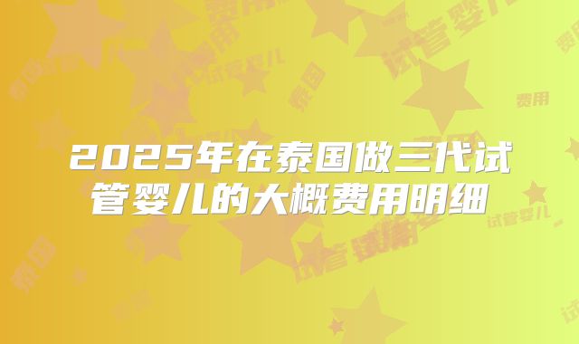 2025年在泰国做三代试管婴儿的大概费用明细