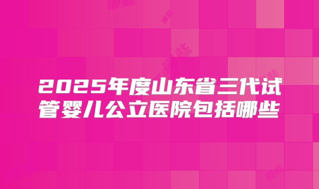 2025年度山东省三代试管婴儿公立医院包括哪些