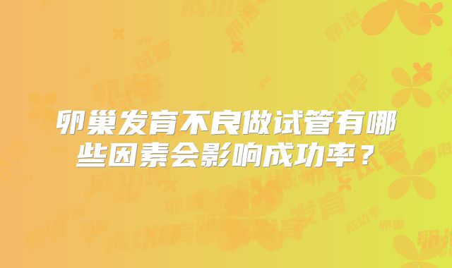 卵巢发育不良做试管有哪些因素会影响成功率？