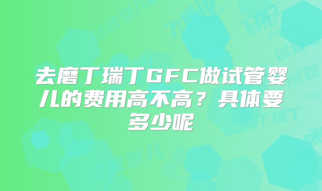 去磨丁瑞丁GFC做试管婴儿的费用高不高？具体要多少呢