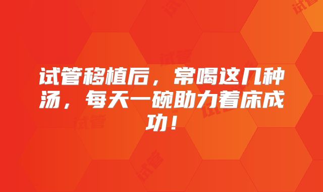 试管移植后,常喝这几种汤,每天一碗助力着床成功!