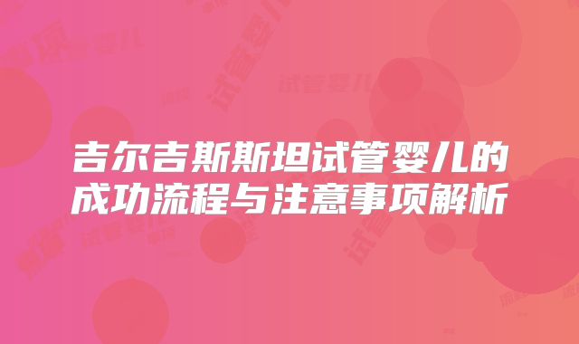 吉尔吉斯斯坦试管婴儿的成功流程与注意事项解析
