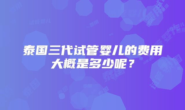 泰国三代试管婴儿的费用大概是多少呢?