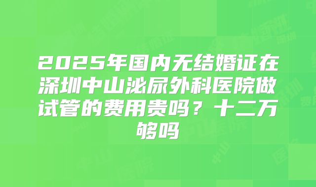 2025年国内无结婚证在深圳中山泌尿外科医院做试管的费用贵吗?十二万够吗