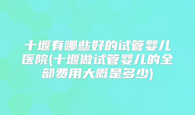 十堰有哪些好的试管婴儿医院(十堰做试管婴儿的全部费用大概是多少)