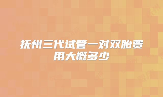 抚州三代试管一对双胎费用大概多少