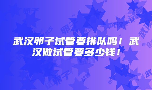 武汉卵子试管要排队吗!武汉做试管要多少钱!