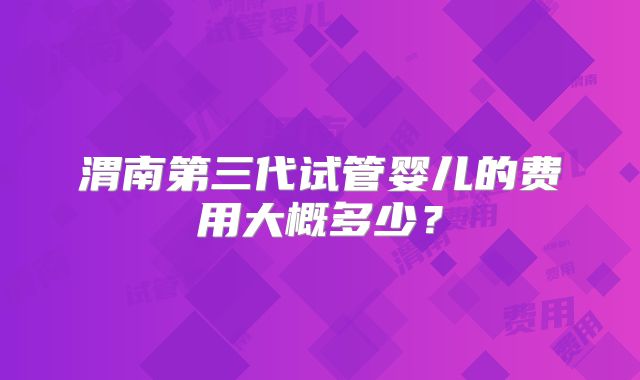 渭南第三代试管婴儿的费用大概多少?