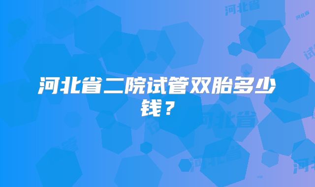 河北省二院试管双胎多少钱？
