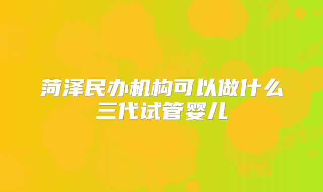 菏泽民办机构可以做什么三代试管婴儿