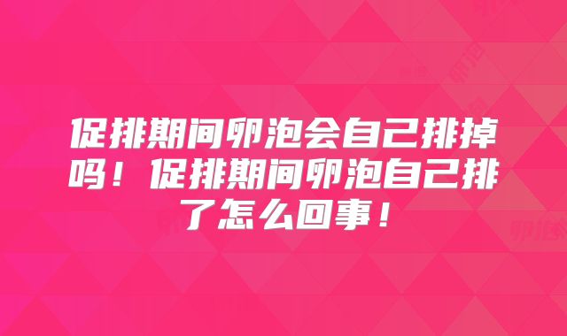 促排期间卵泡会自己排掉吗!促排期间卵泡自己排了怎么回事!