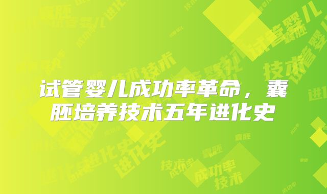 试管婴儿成功率革命，囊胚培养技术五年进化史