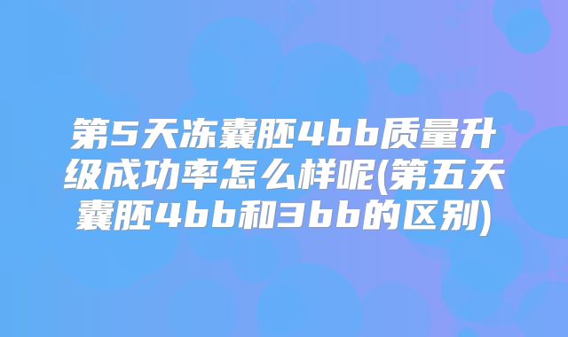 第5天冻囊胚4bb质量升级成功率怎么样呢(第五天囊胚4bb和3bb的区别)