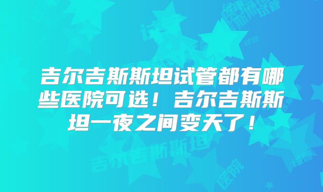 吉尔吉斯斯坦试管都有哪些医院可选!吉尔吉斯斯坦一夜之间变天了!