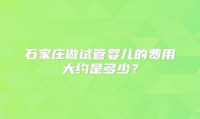 石家庄做试管婴儿的费用大约是多少？