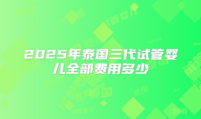 2025年泰国三代试管婴儿全部费用多少