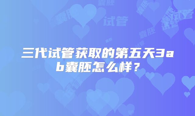 三代试管获取的第五天3ab囊胚怎么样?