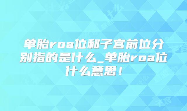 单胎roa位和子宫前位分别指的是什么_单胎roa位什么意思!