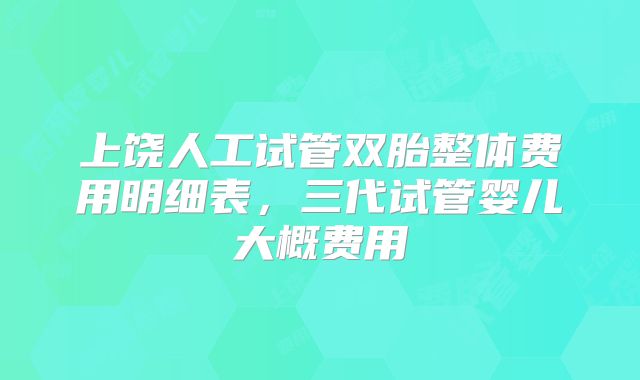 上饶人工试管双胎整体费用明细表,三代试管婴儿大概费用