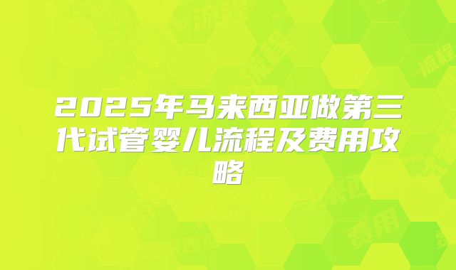 2025年马来西亚做第三代试管婴儿流程及费用攻略