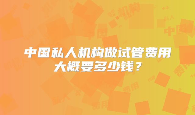 中国私人机构做试管费用大概要多少钱？