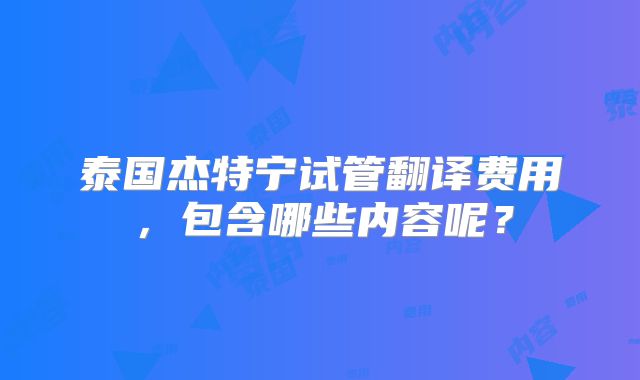 泰国杰特宁试管翻译费用,包含哪些内容呢?