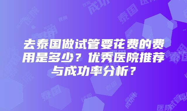 去泰国做试管要花费的费用是多少?优秀医院推荐与成功率分析?