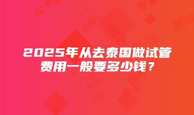 2025年从去泰国做试管费用一般要多少钱?