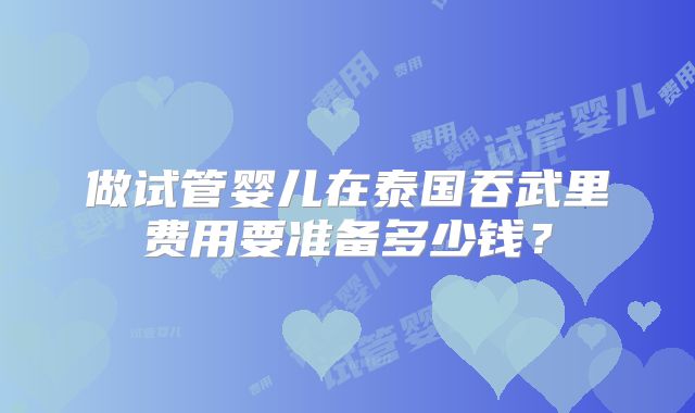做试管婴儿在泰国吞武里费用要准备多少钱?