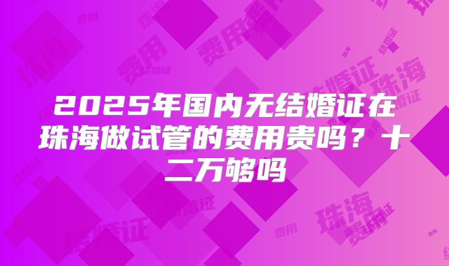 2025年国内无结婚证在珠海做试管的费用贵吗？十二万够吗