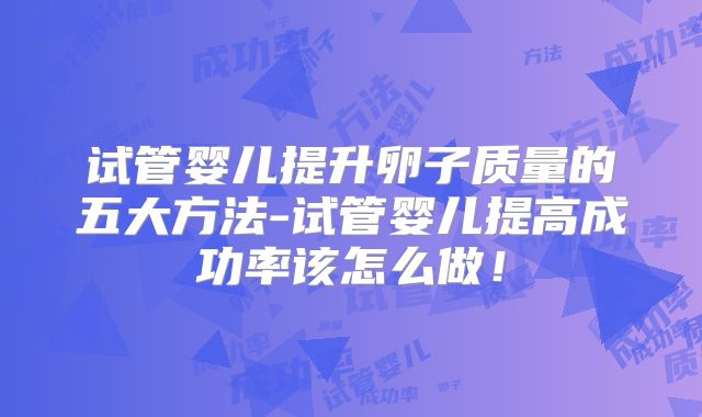 试管婴儿提升卵子质量的五大方法-试管婴儿提高成功率该怎么做!
