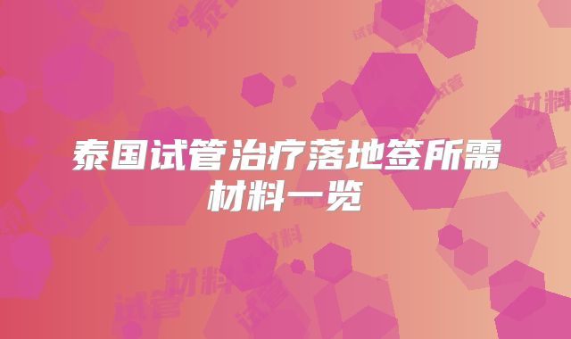 泰国试管治疗落地签所需材料一览