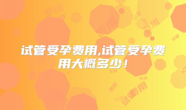 试管受孕费用,试管受孕费用大概多少！