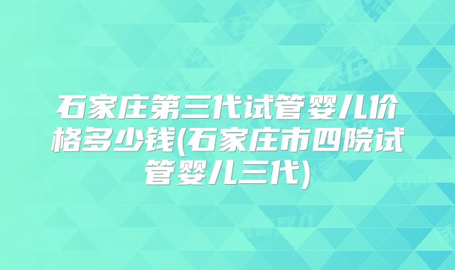 石家庄第三代试管婴儿价格多少钱(石家庄市四院试管婴儿三代)