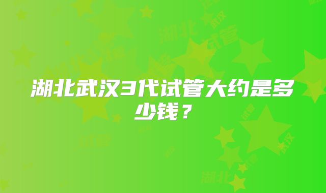 湖北武汉3代试管大约是多少钱?