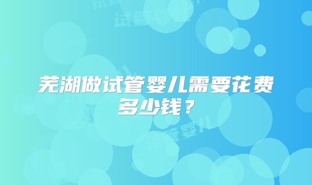 芜湖做试管婴儿需要花费多少钱?
